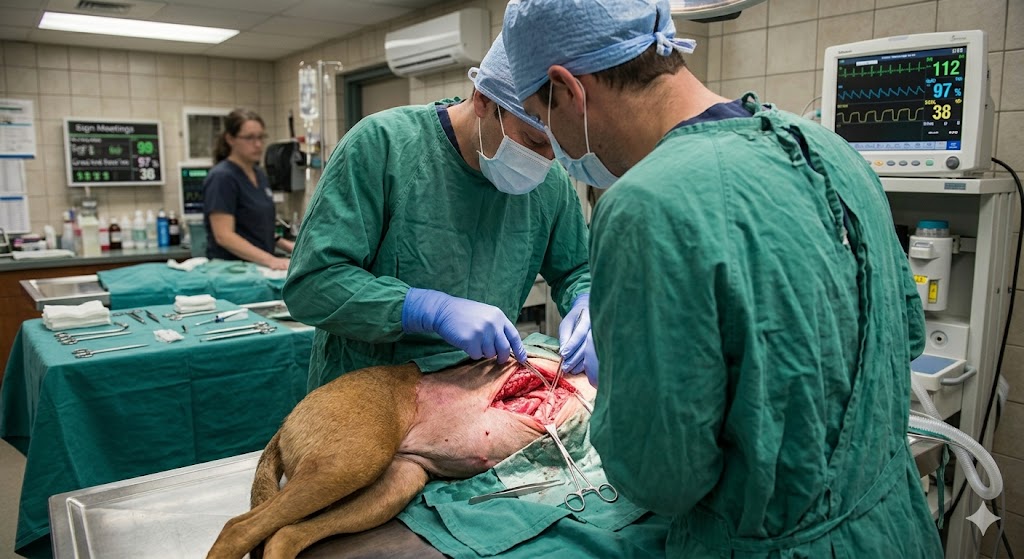 Procedimiento de nefrectomía veterinaria