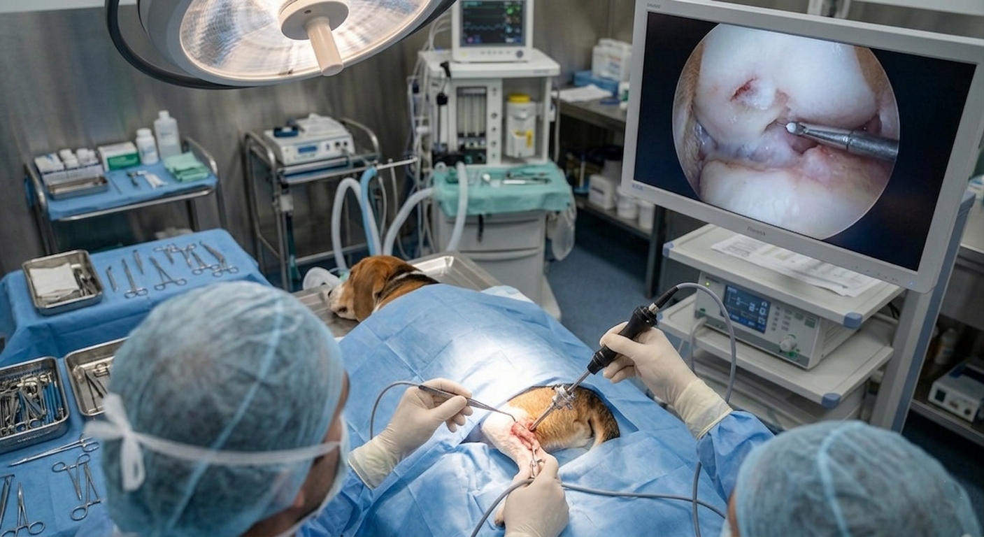 Procedimiento laparoscópico veterinario