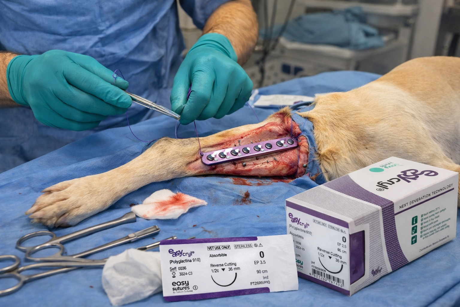 Osteosíntesis con placa y tornillos en fémur canino